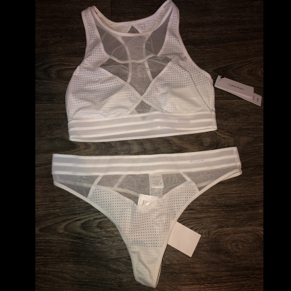 NWT CK Mesh lined Bralette+Thong set